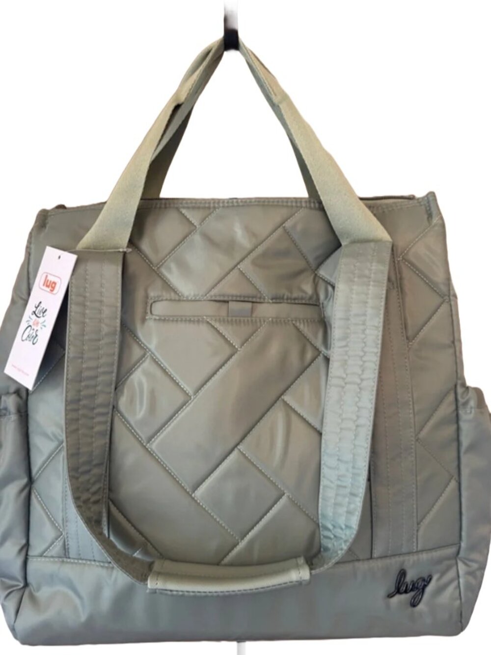 LUG - Baby Yacht Carry-All Zip Top Tote in Sage w/Stars and Shells Interior